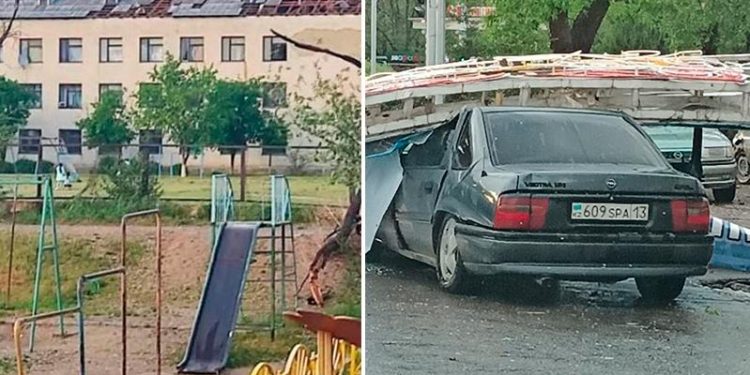 Күшті жел Кентаудағы әлеуметтік нысандар мен тұрғын үйлердің шатырын ұшырды